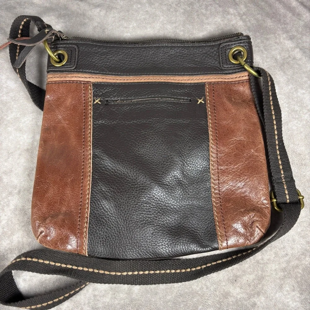 The Sak Crossbody Bag Womens Medium Brown Black Leather Mixed Media Boho Purse